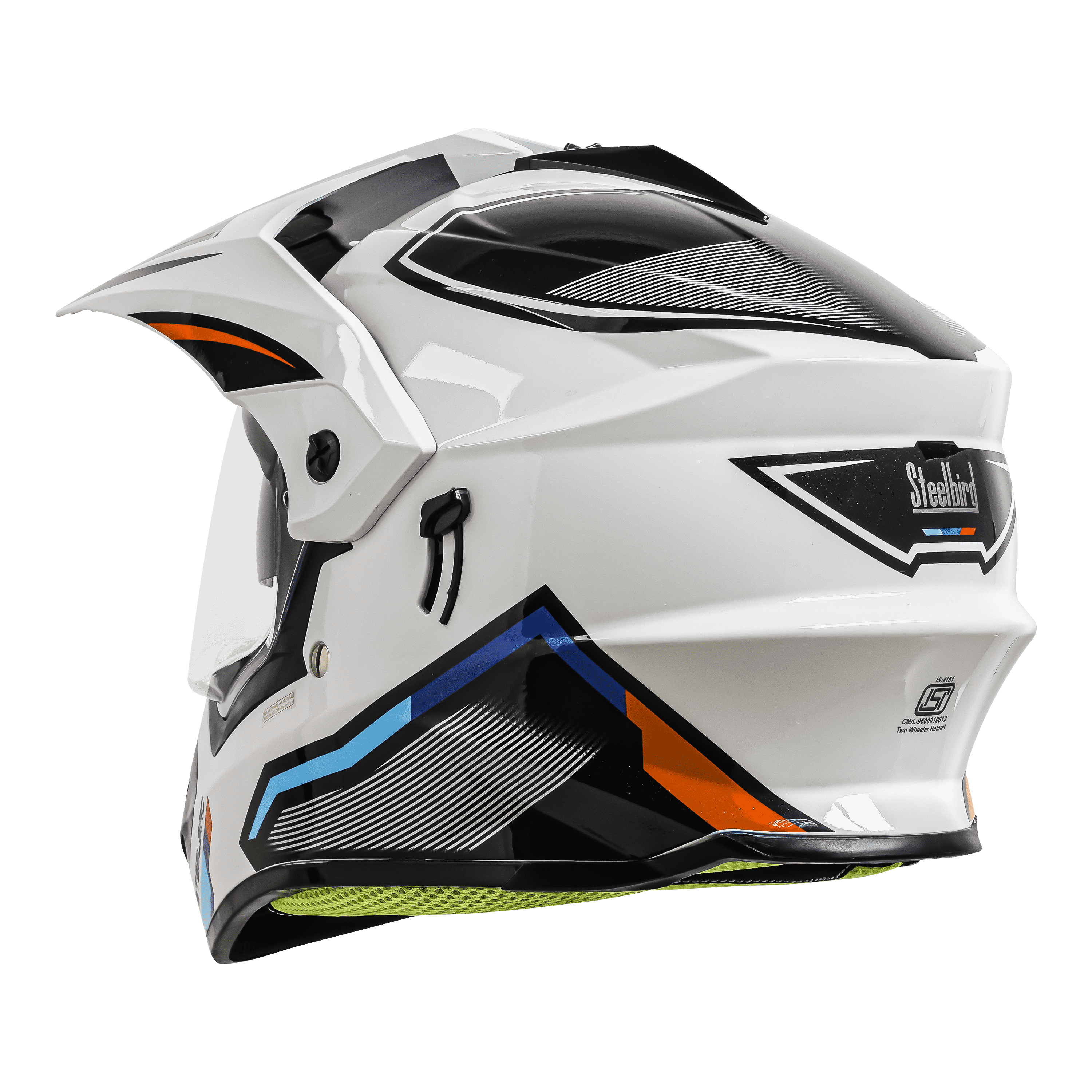 SBH-13 ISS RACER GLOSSY WHITE WITH ORANGE